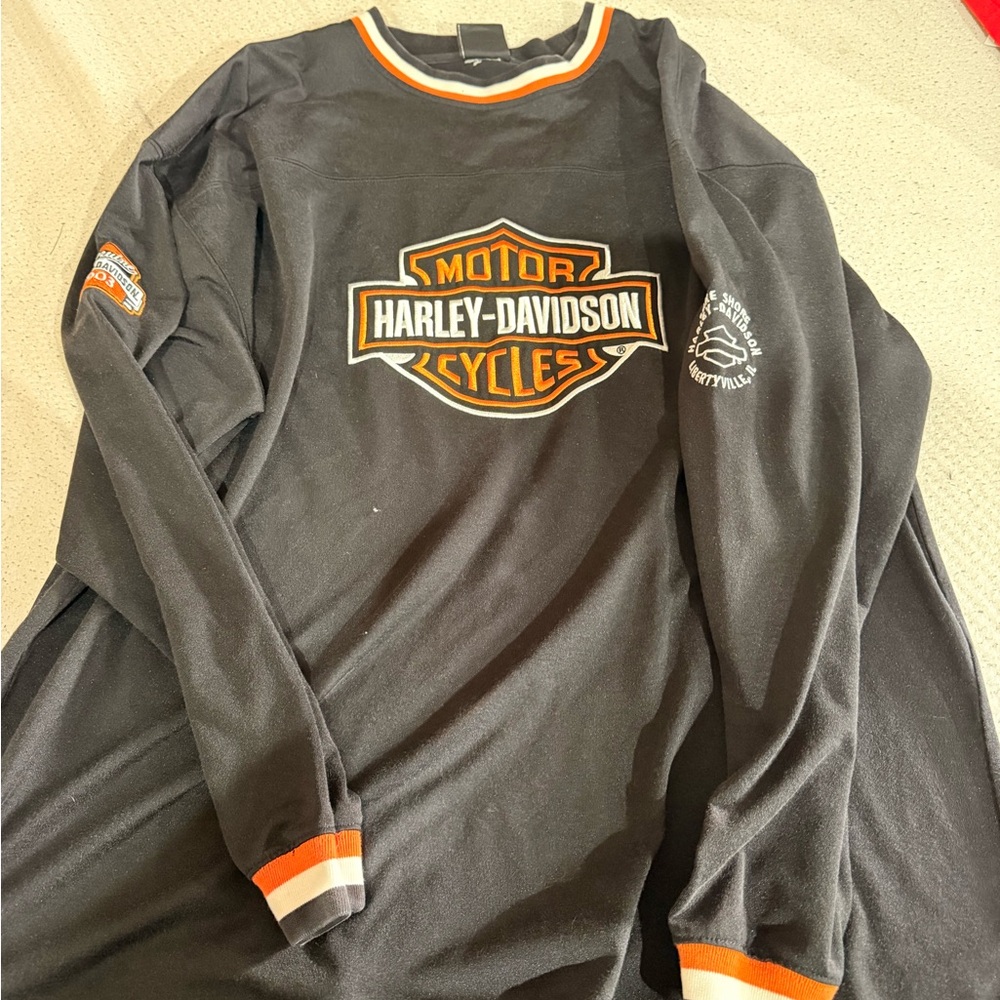 Harley-Davidson Black and Orange Long Sleeve Tee